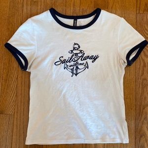 H&M Tan and Navy Blue Top